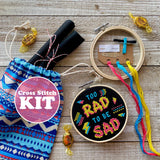 Too Rad To Be Sad Cross Stitch KIT