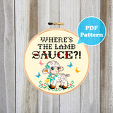 Where's The Lamb Sauce Cross Stitch Pattern