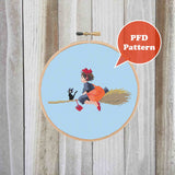 Witch Girl Cross Stitch Pattern