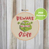 BEWARE OGRE Cross Stitch Pattern