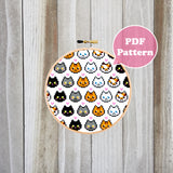 Kawaii Cat Head Cross Stitch Pattern