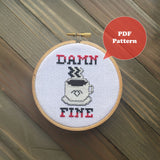 Damn Fine Cup of Coffee Cross Stitch Pattern