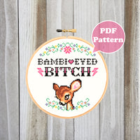 Bambi Eyed Bitch Cross Stitch Pattern