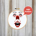 Scary Clown Cross Stitch Pattern