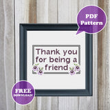 Thank You For Being a Friend - FREE PDF Cross Stitch Pattern