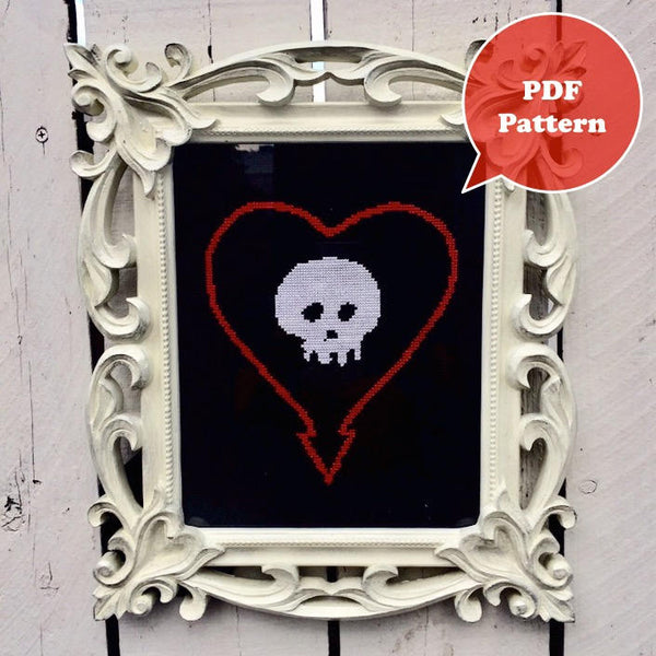 Heart and Skull Cross Stitch Pattern
